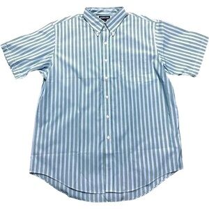LANDS’ END Button-Down Shirt Men’s SIZE 17 Regular Striped Short Sleeve NEW